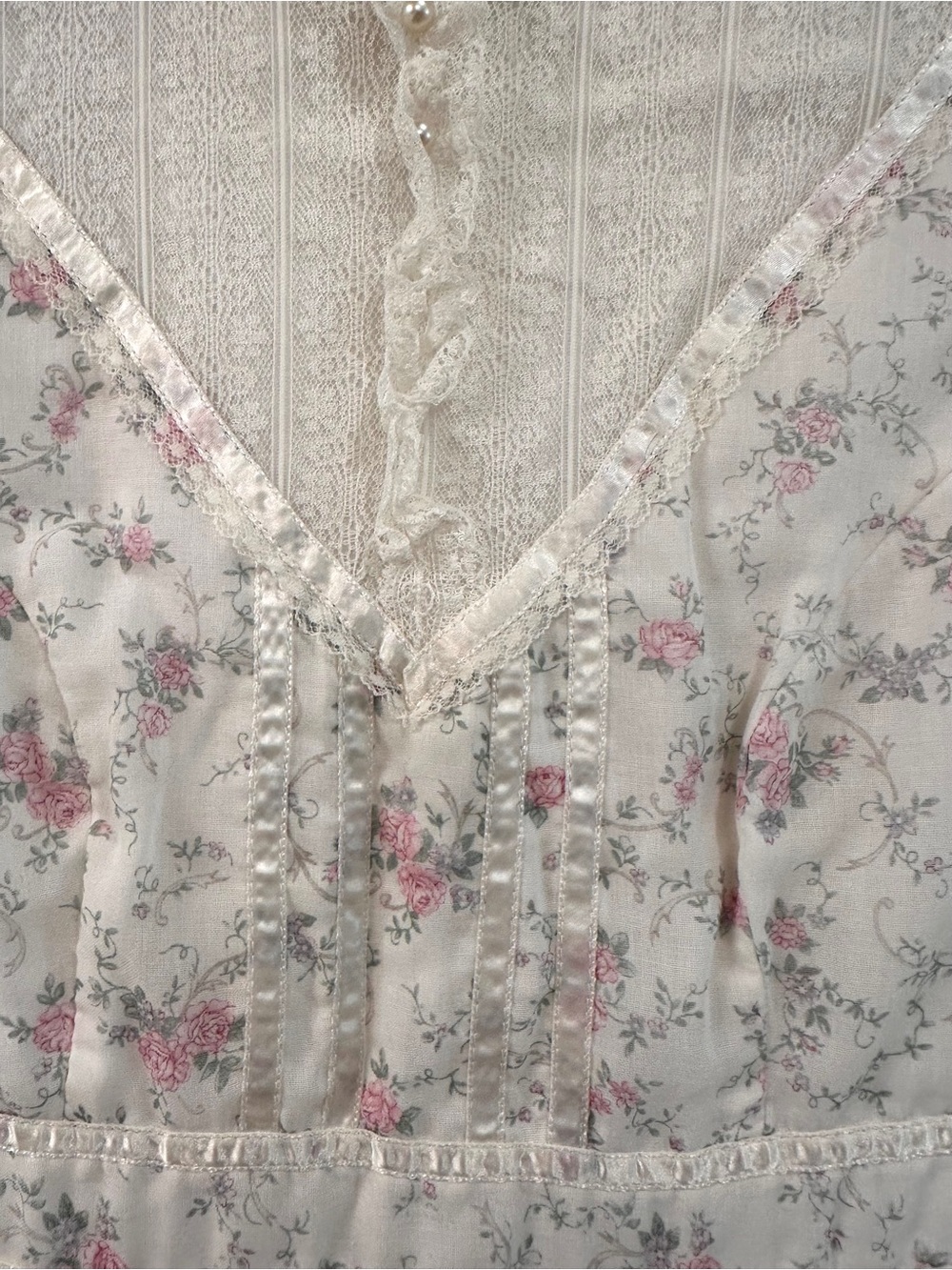 VTG Gunne Sax Cottagecore Floral Romantic Lace Trim Prairie Sheer Sleeves Dress - Picture 16 of 16